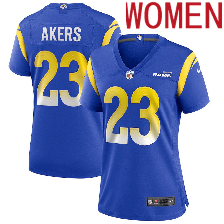 Women Los Angeles Rams #23 Cam Akers Nike Royal Game Player NFL Jersey->women nfl jersey->Women Jersey